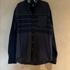 Volcom Flannel Shirt Men's Blue and Grey Long Sleeve Jacket Slim Fit size XL